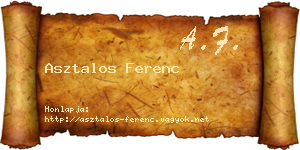 Asztalos Ferenc névjegykártya